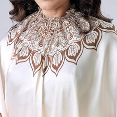 Satin Silk Printed Kaftan Saree With Unstitched Blouse